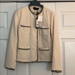 MaxMara Ivory and black fringe blazer - Size 14